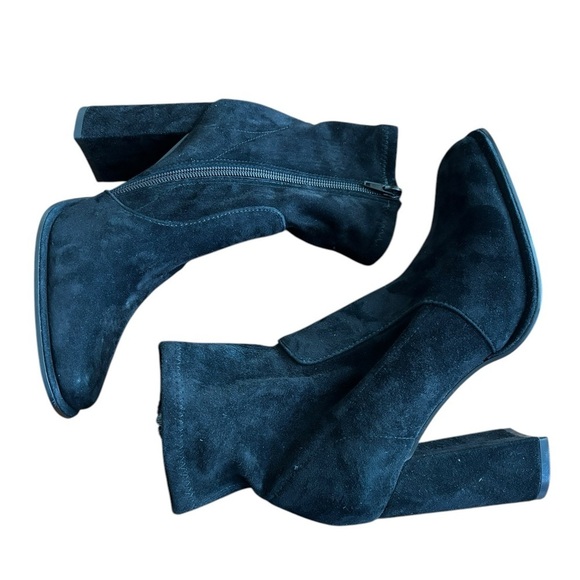 NWT Aqua Black Suede Block Heel Square Toe Bootie Size 3.75 Inch Heel Size 6.5 - Picture 8 of 10